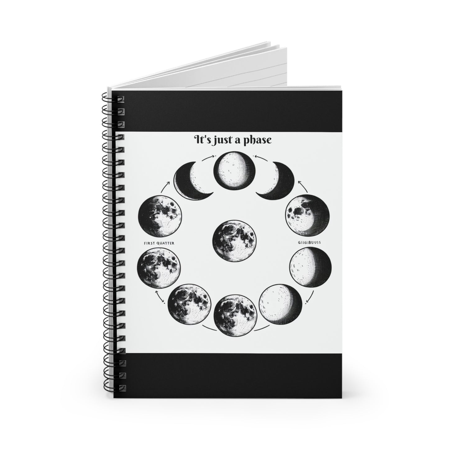 Celestial Spiral Notebook - "It's Just a Phase" - Perfect for Moon Lovers & Journal Enthusiasts